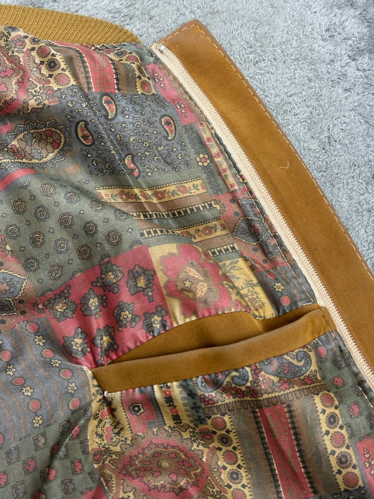 [XXL] 90s Italy Suede Leather Bomber Jacket