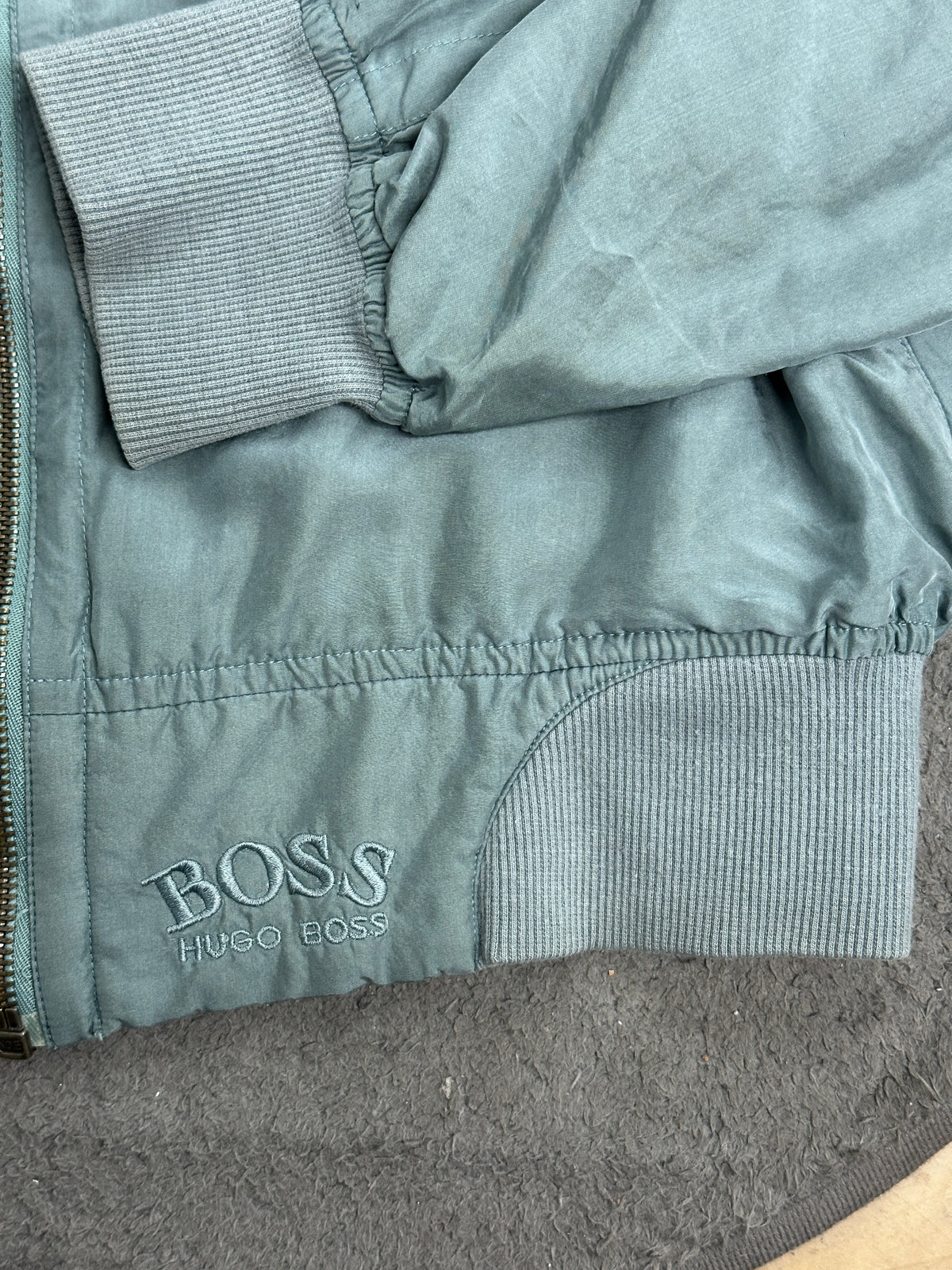 [50] 80s HUGO BOSS Silk Bomber Jacket Sage Green