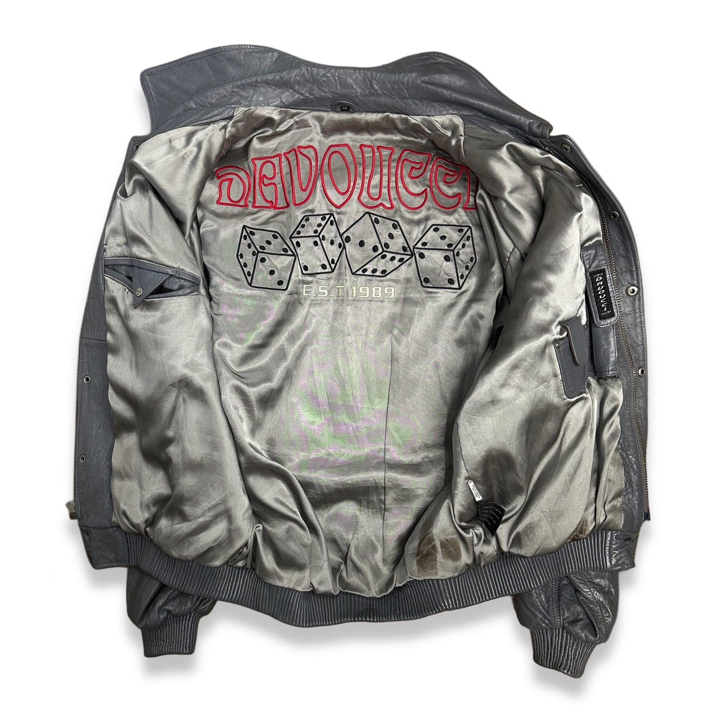 [XXL] 90s DAVOUCCI Leather Bomber Jacket
