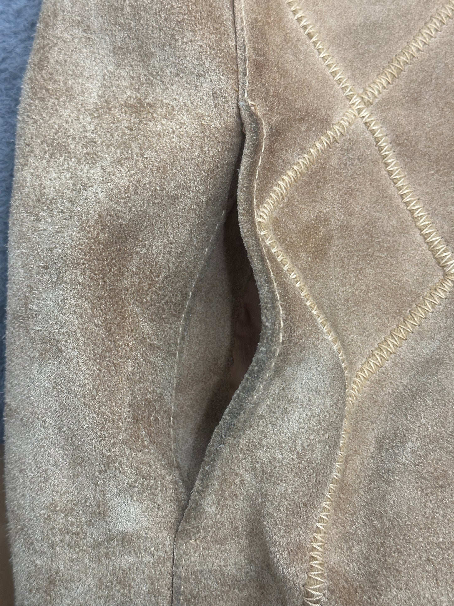 [L] 80s Unknown Knit Suede Jacket