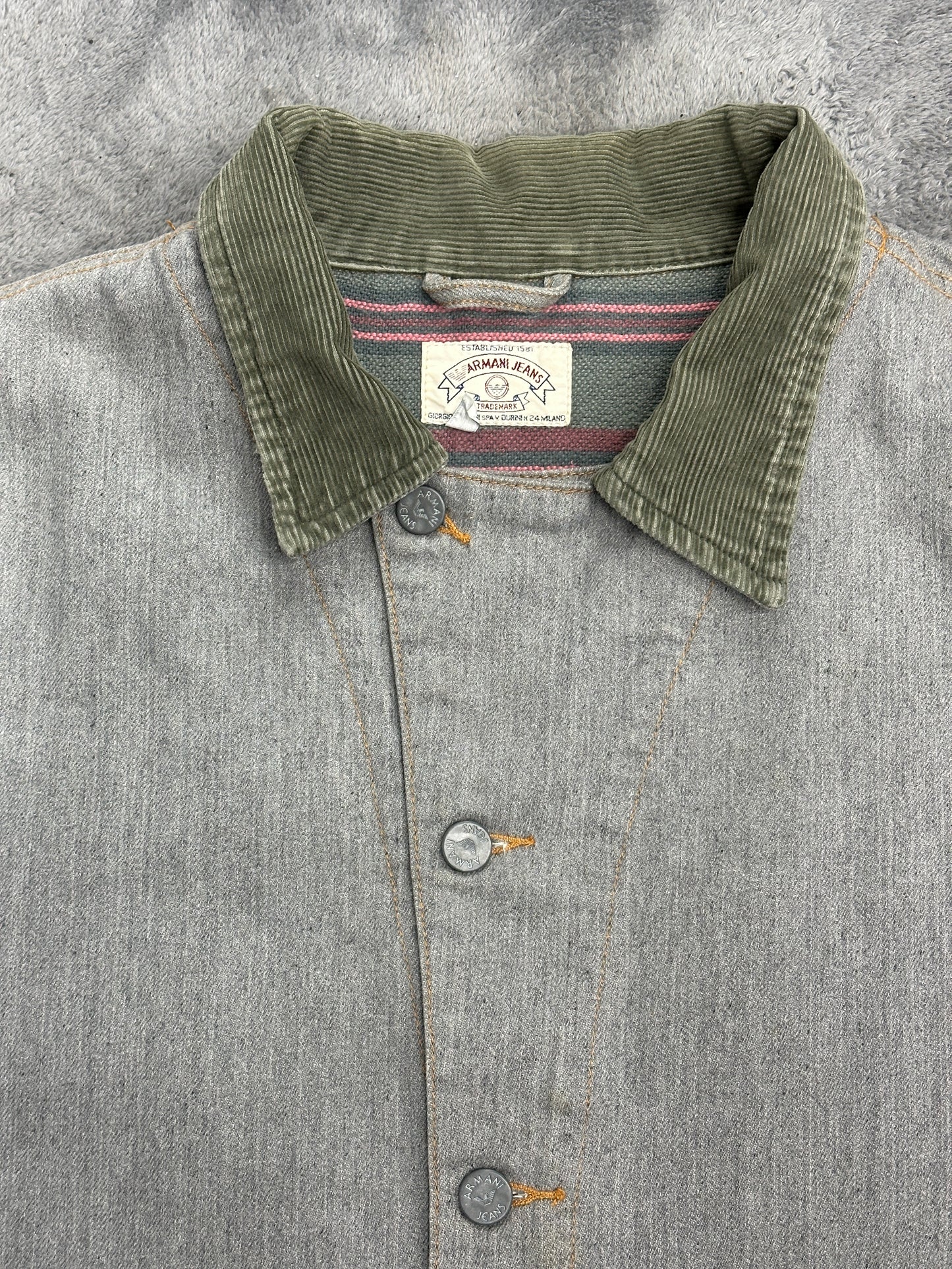 [XL] 90s Armani Jeans Contrast Denim Jacket