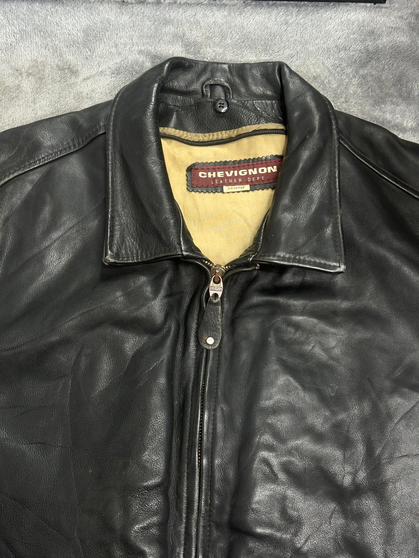 [XXL] 80s Chevignon Leather Bomber Jacket