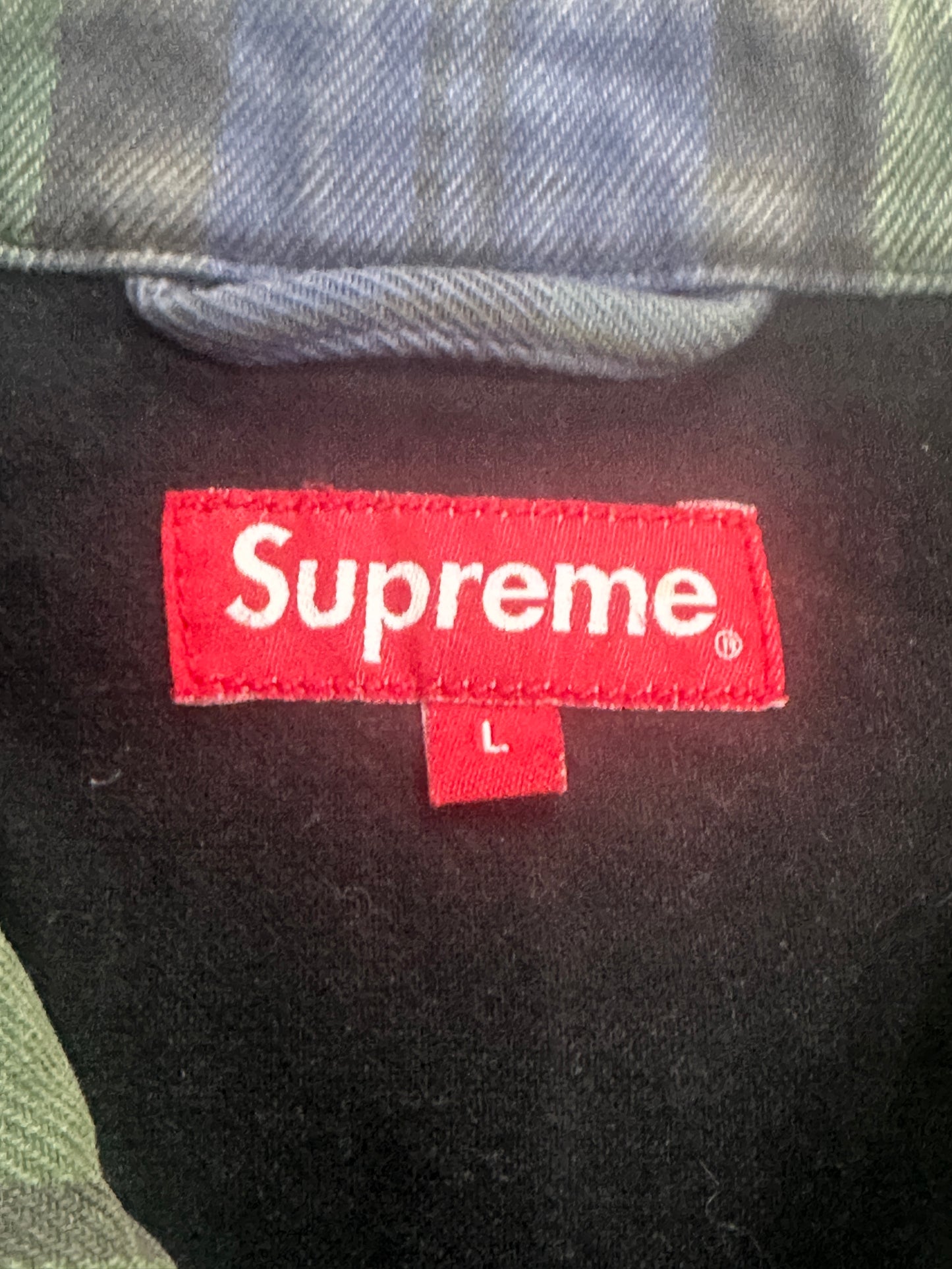 [L] 16FW Supreme Plaid Denim Harrington Jacket