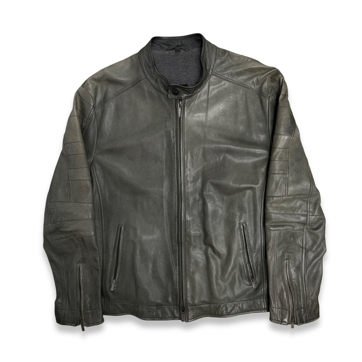 [52] ARMANI COLLEZIONI Lamb Skin Leather Jacket