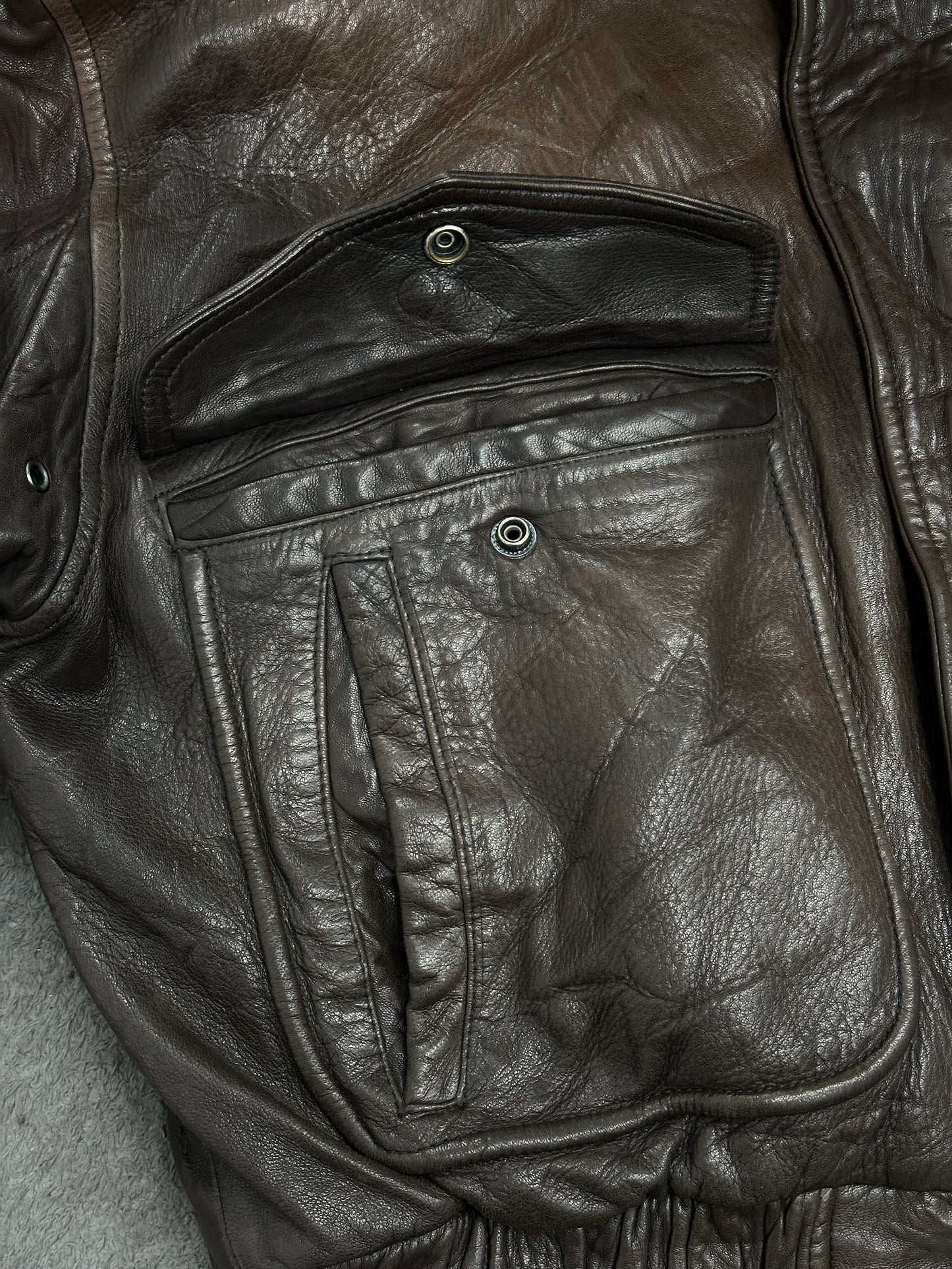 [44] 90s HUGO BOSS Aviator Leather Jacket