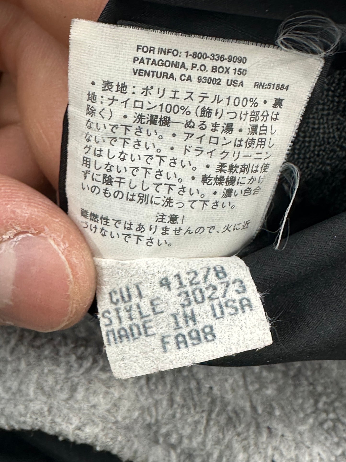 [XL] 1998' Patagonia Glissade Reversible Black/Gray Fleece