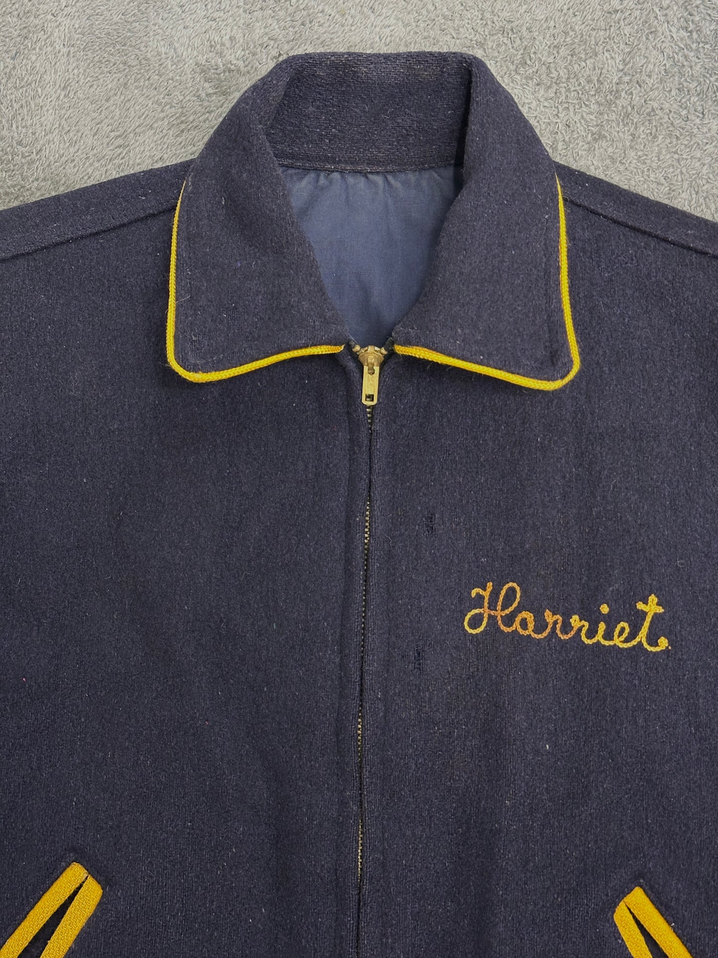 [M] 60s 'ELCO High School' Reversible Wool Varsity Jacket