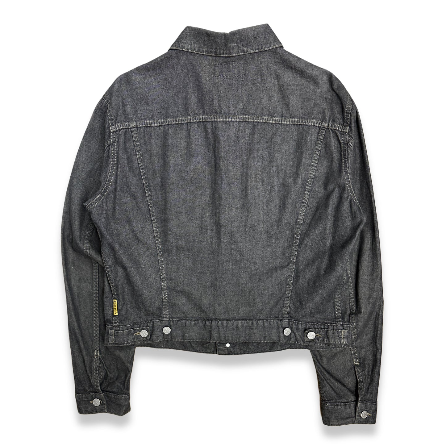 [L] 00s Armani Jeans Black Trucker Denim Jacket