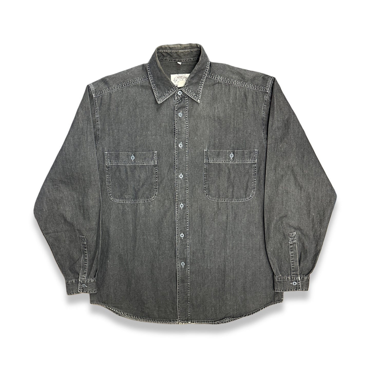 [M] 90s Armani Jeans Black Denim Shirt