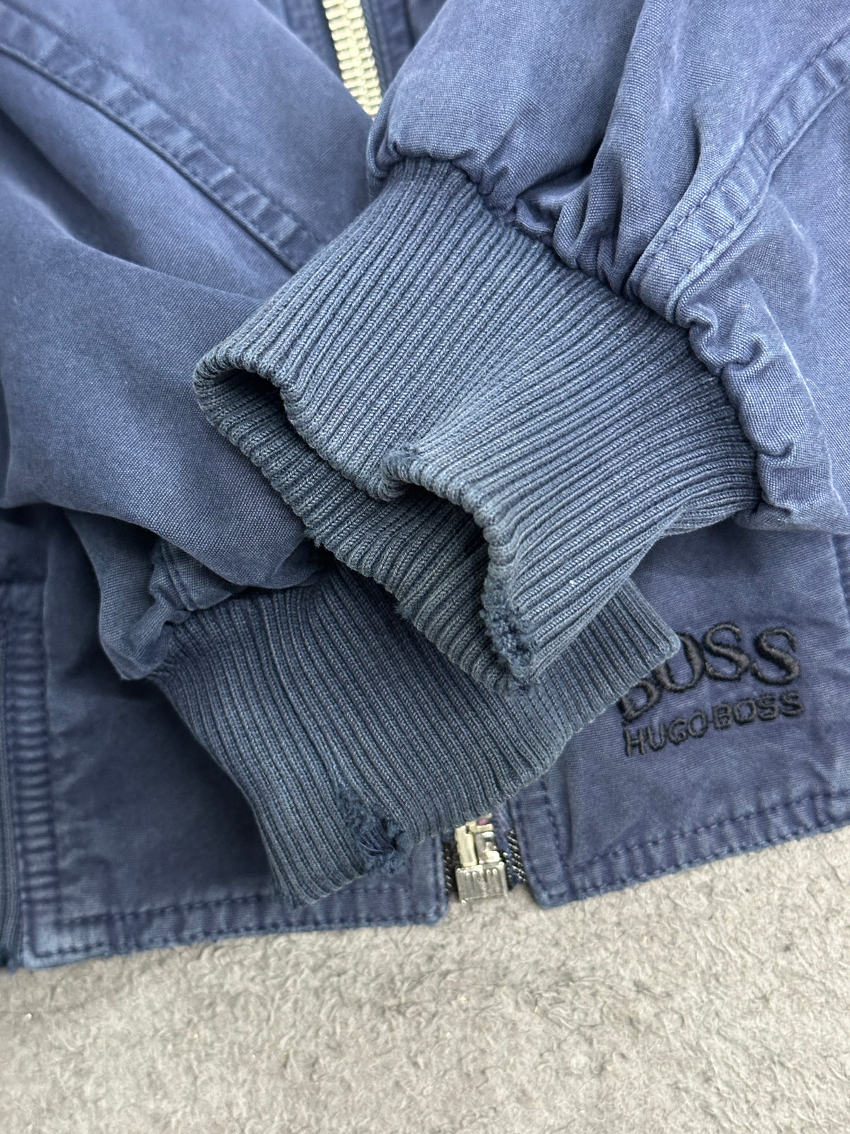 [48] 90s HUGO BOSS Italy Navy Bomber Jacket