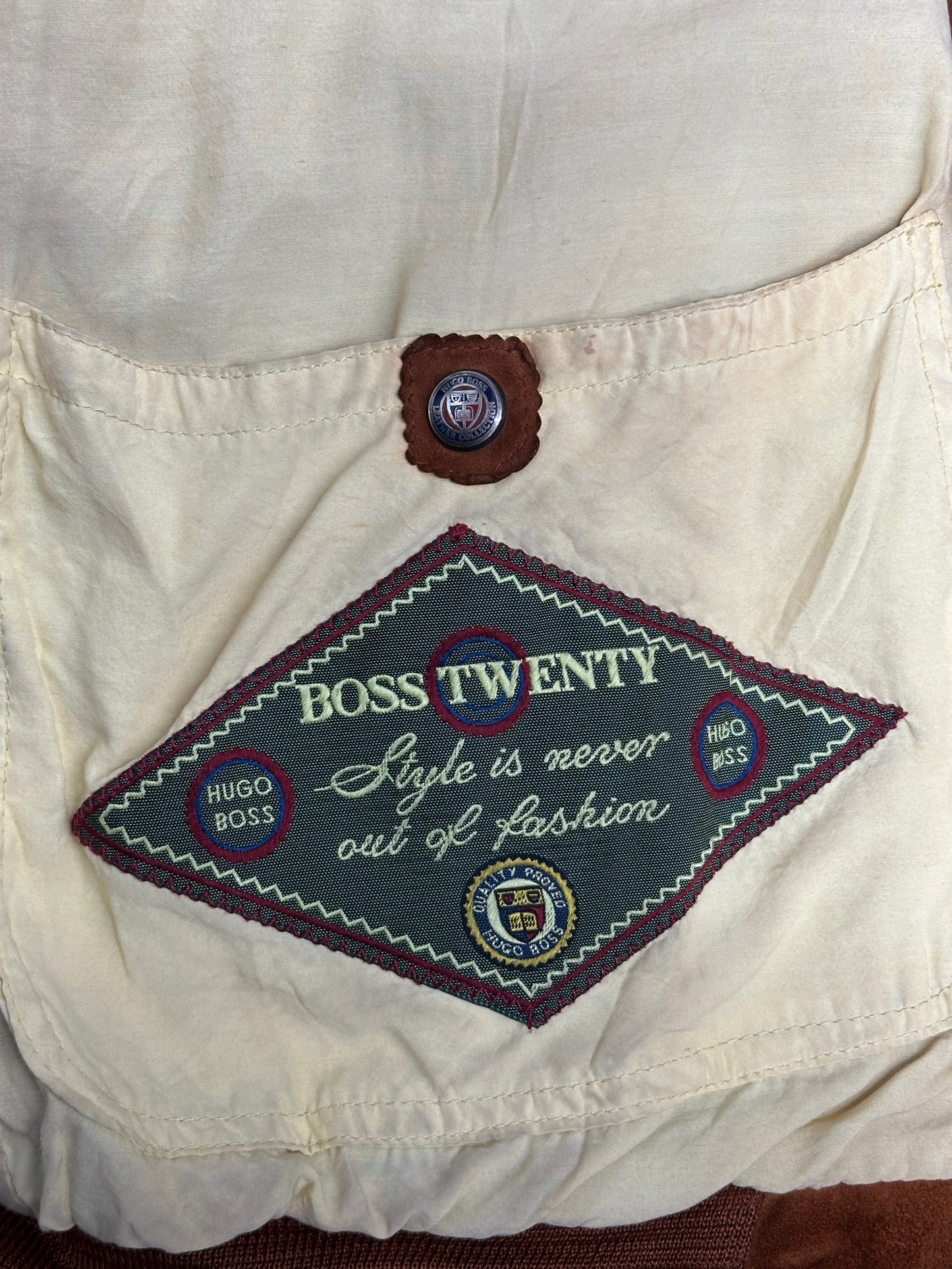 [XL] 80s HUGO BOSS Suede Bomber Jacket