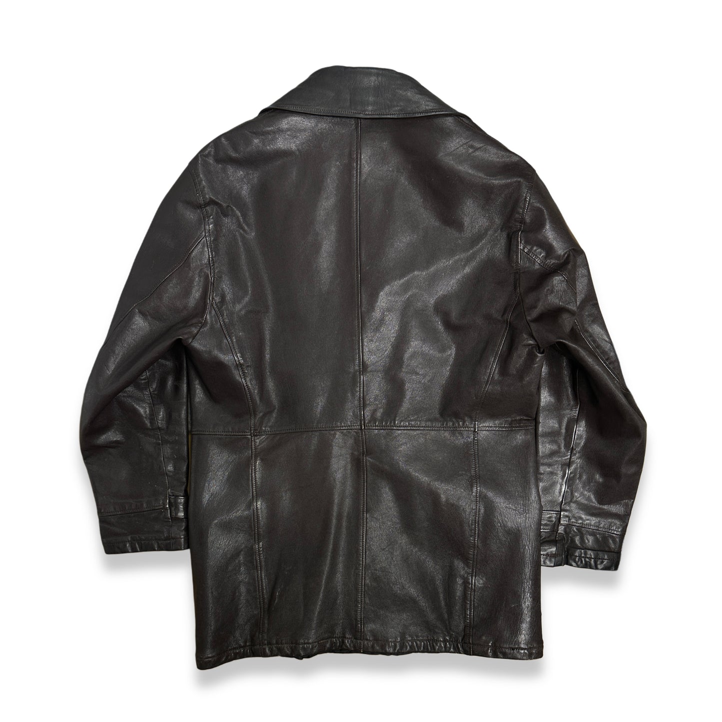 [L] 90s Emporio Armani Double Breast Leather Jacket