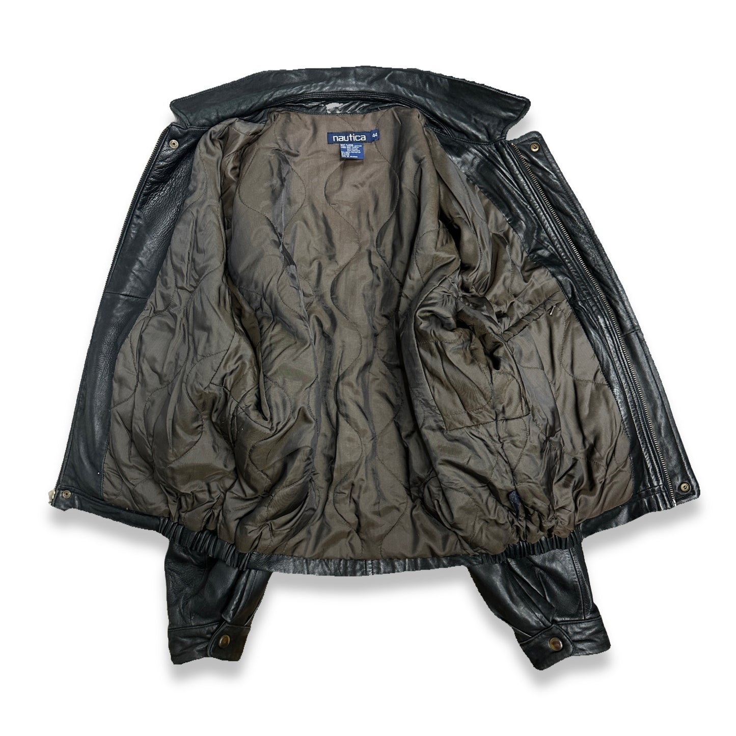 [44] 90s Nautica Leather Bomber Jacket