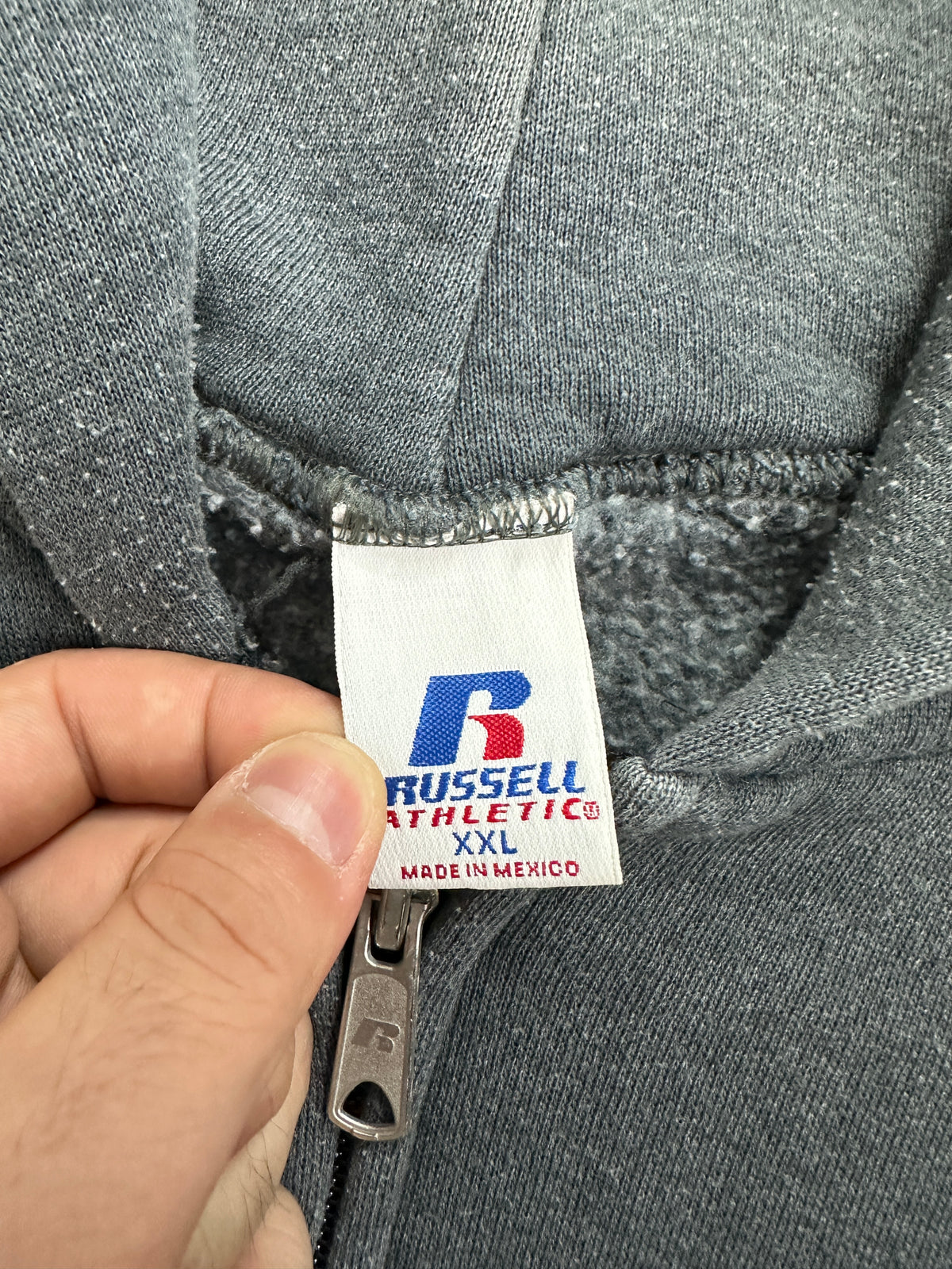 [XXL] 00s Russell Grey Hood Zip-up
