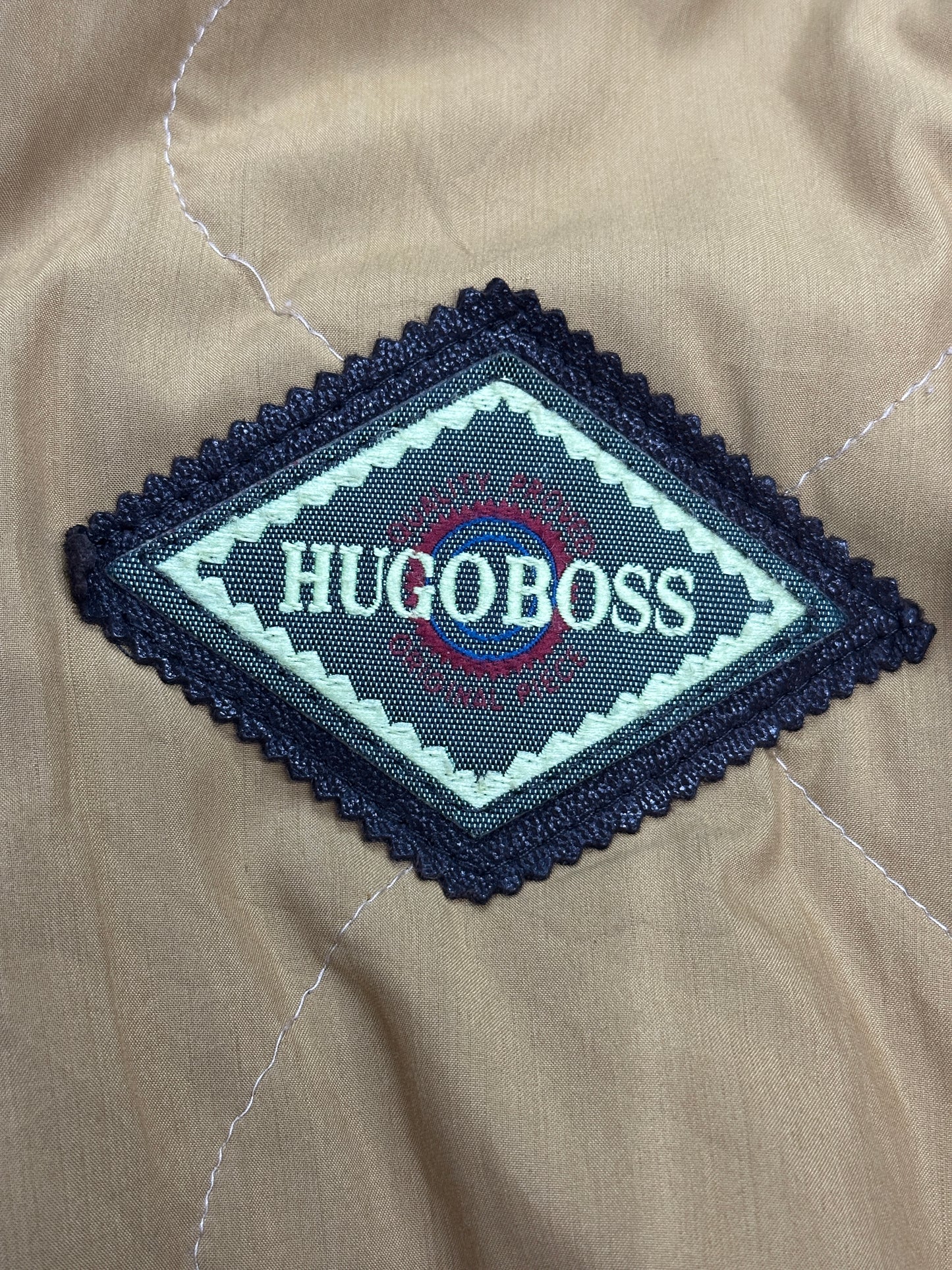 [L] 80s HUGO BOSS Brown Leather Car Coat