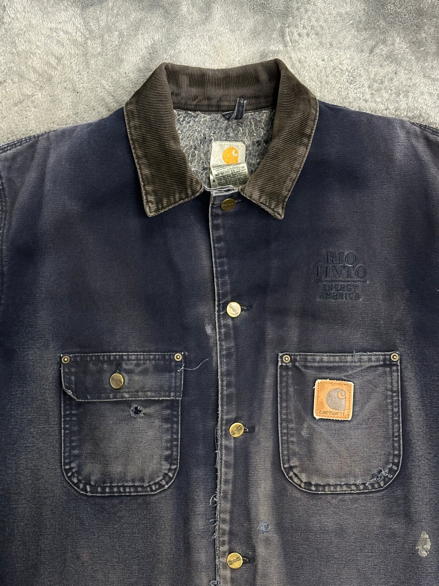 [XL] 00s Carhartt Distressed Denim Chore Jacket