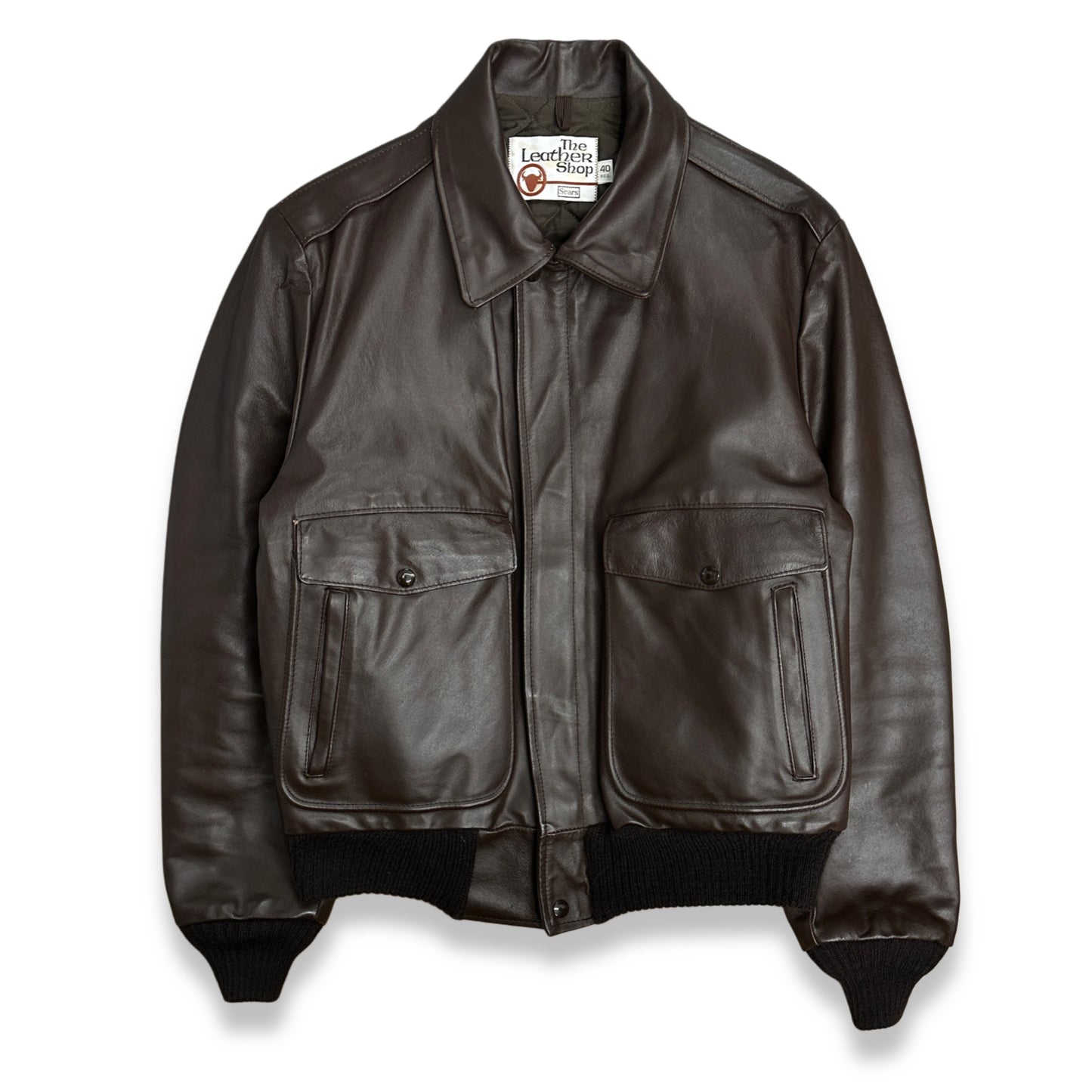 [40] 80s Sears A-2 Flight Leather Jacket