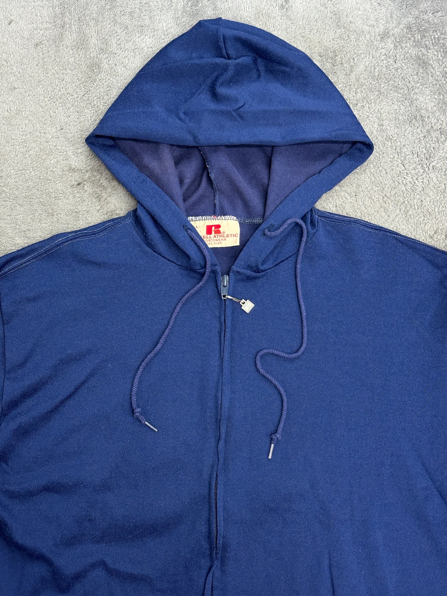 [L] 70s Russell Navy Hood Zip-up