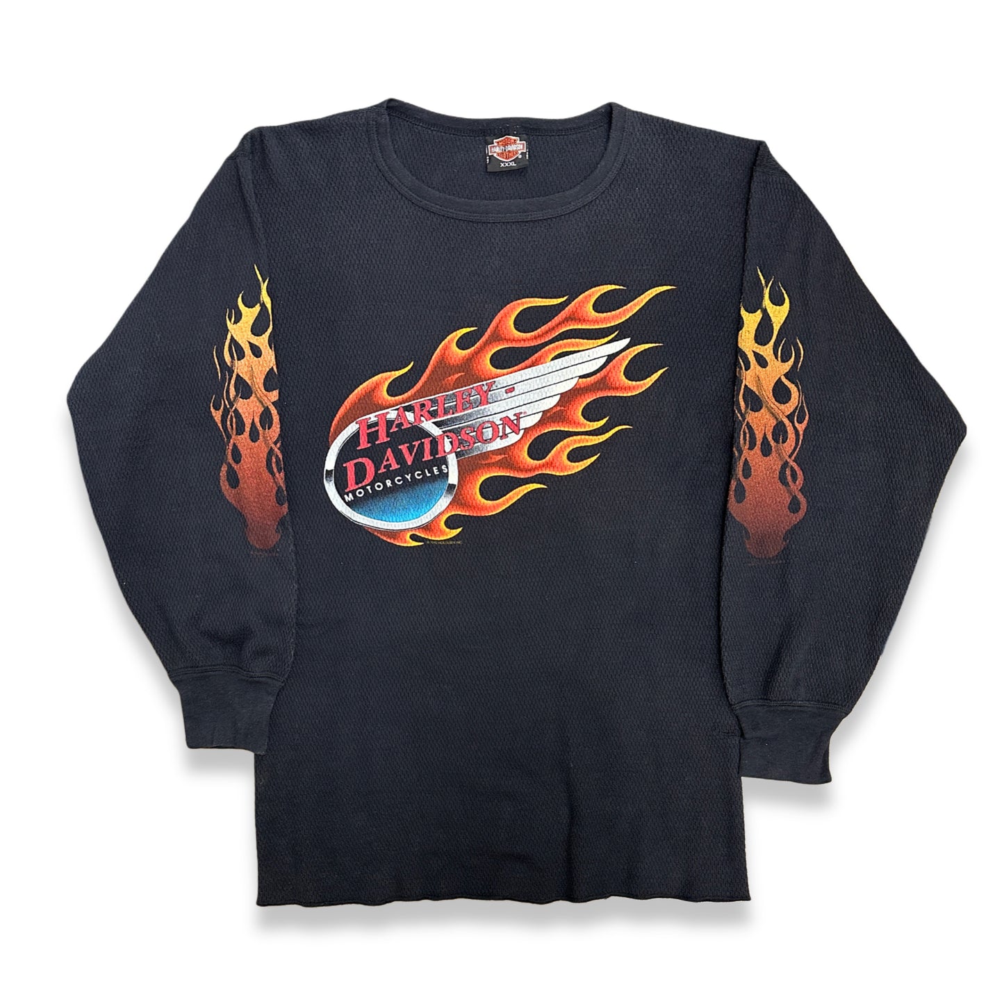 [XXXL] 90s Harley Davidson Flame Thermal Long Sleeve