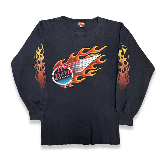 [XXXL] 90s Harley Davidson Flame Thermal Long Sleeve