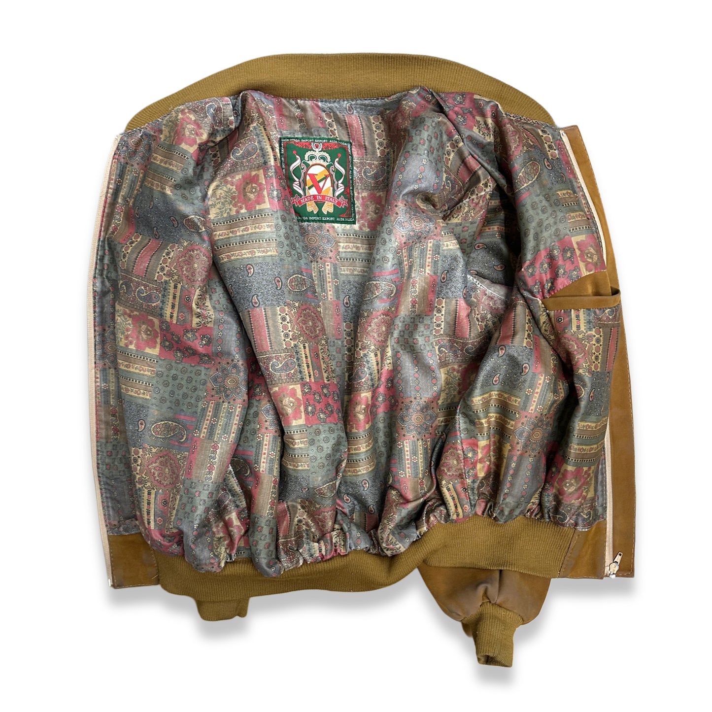 [XXL] 90s Italy Suede Leather Bomber Jacket