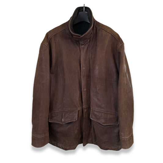 [50] 90s HUGO BOSS Brown Leather Jacket