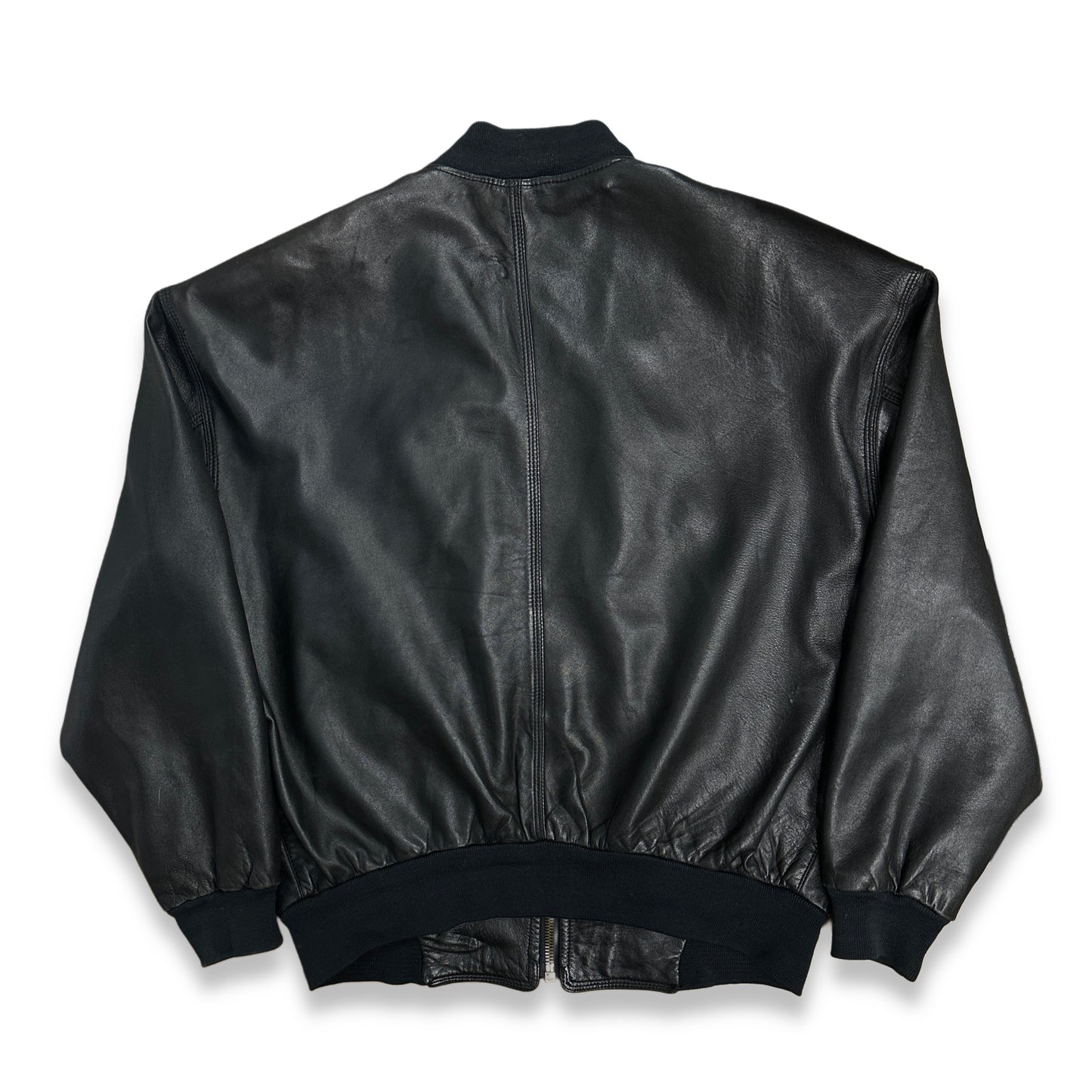 [XL] 90s HUGO BOSS Leather Bomber Jacket