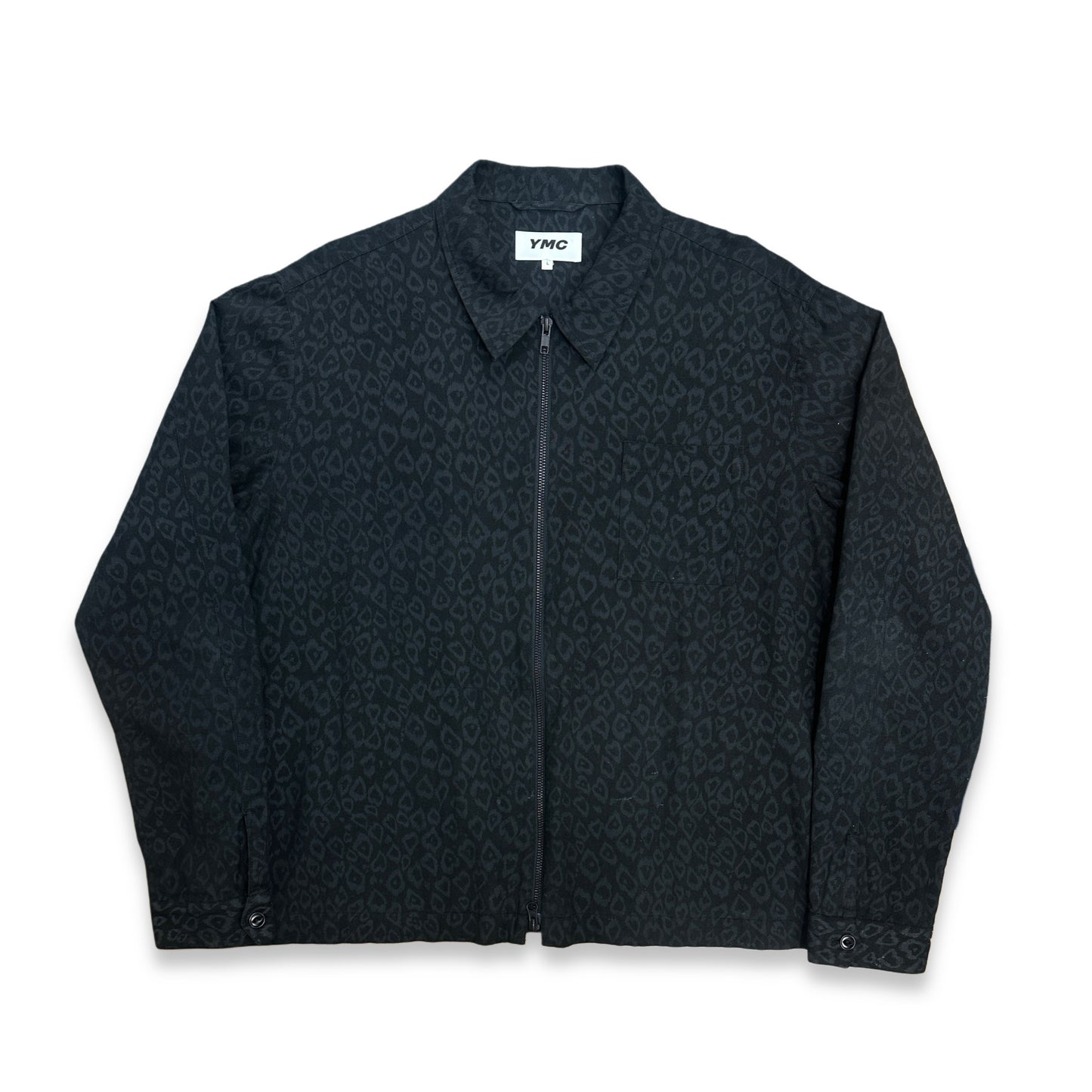 [L] You Must Create Leopard zip-up Shirt