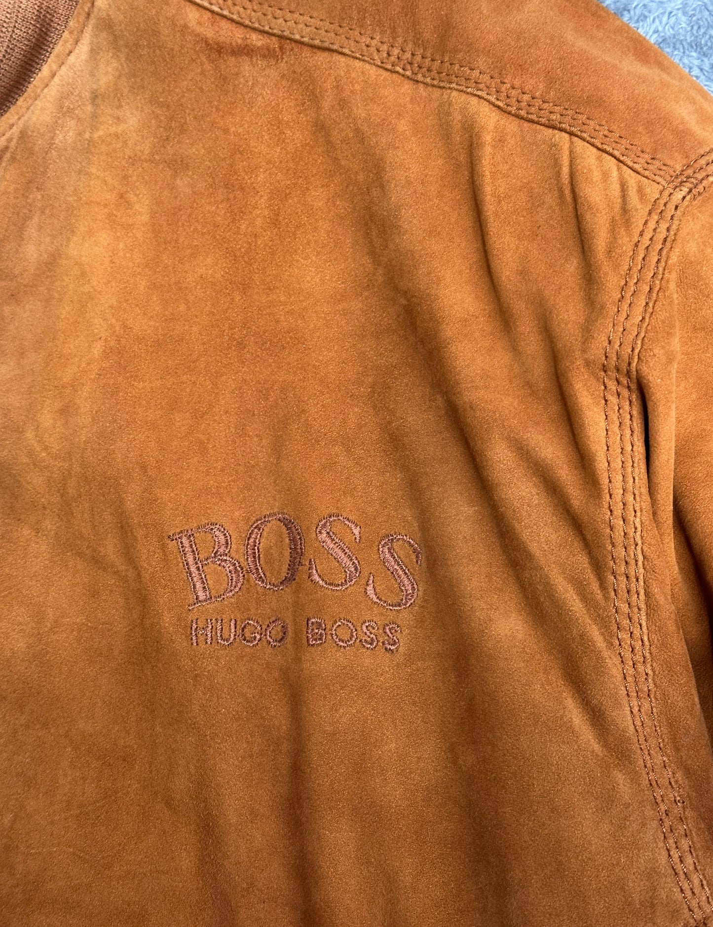 [XL] 80s HUGO BOSS Suede Bomber Jacket