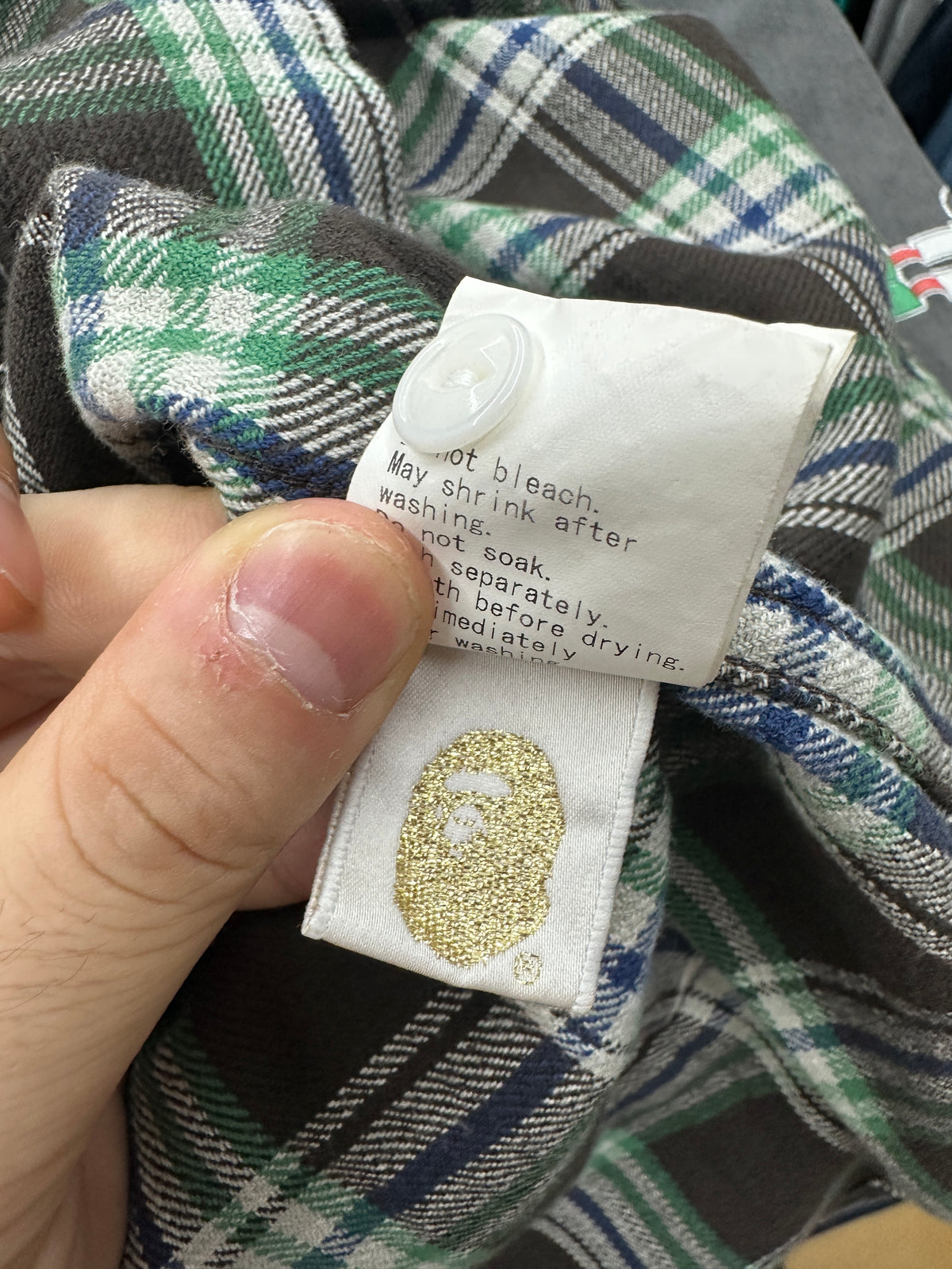 [M] 00s Bape Plaid Pattern Shirt
