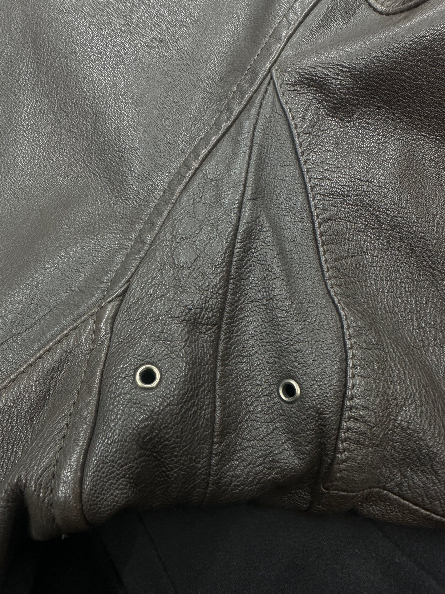 [44] 90s Nautica Brown Leather Bomber Jacket
