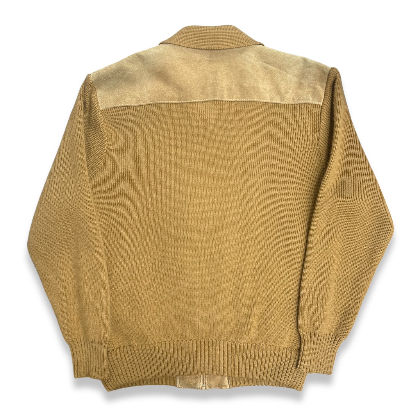 [L] 80s Unknown Knit Suede Jacket