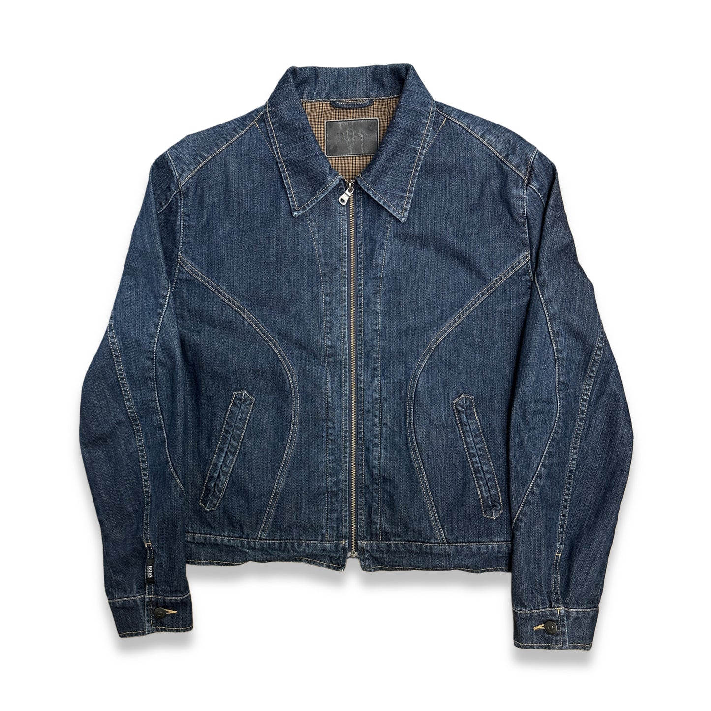 [XL] 2006' Hugo Boss Curved Line Denim Zip-up Jacket