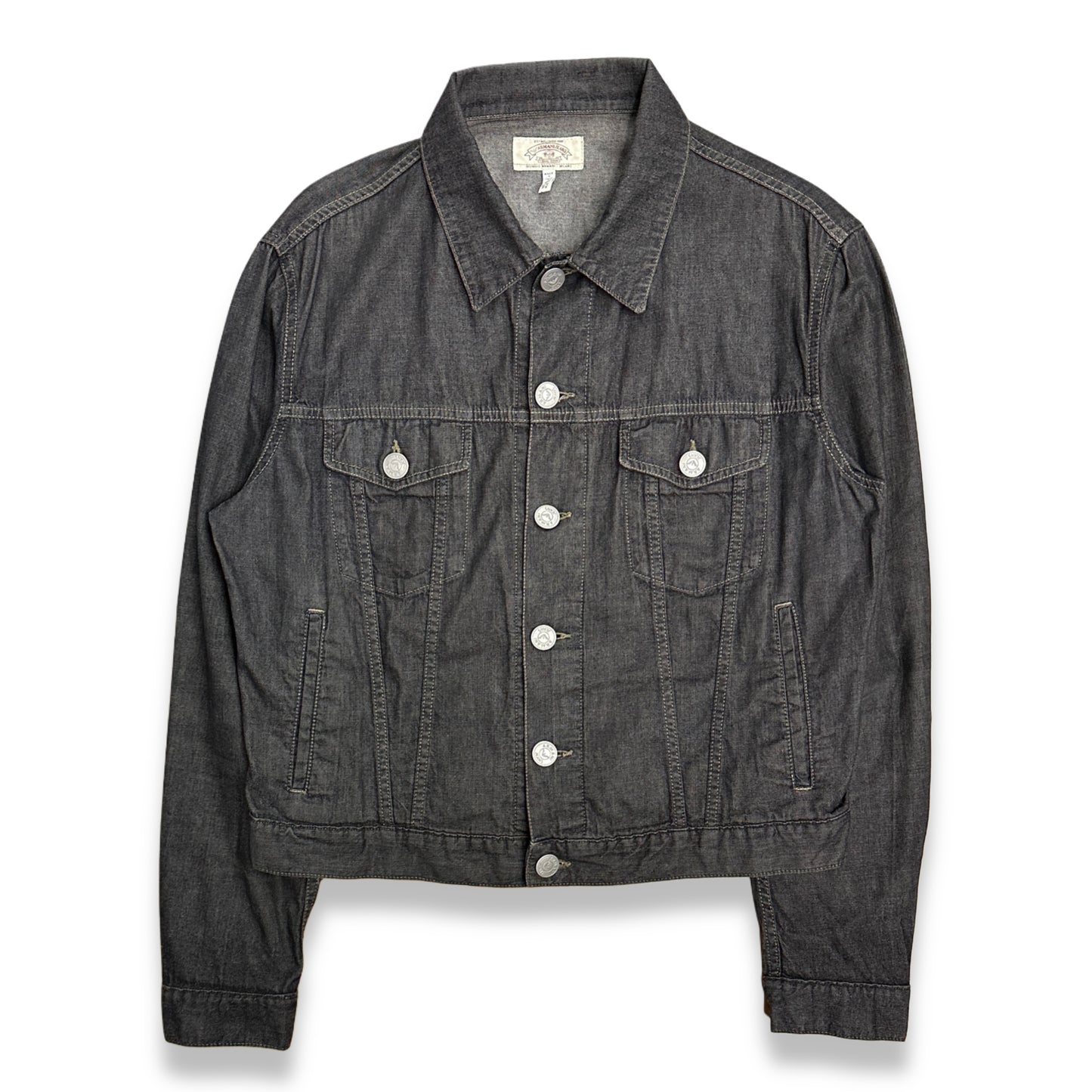 [L] 00s Armani Jeans Black Trucker Denim Jacket