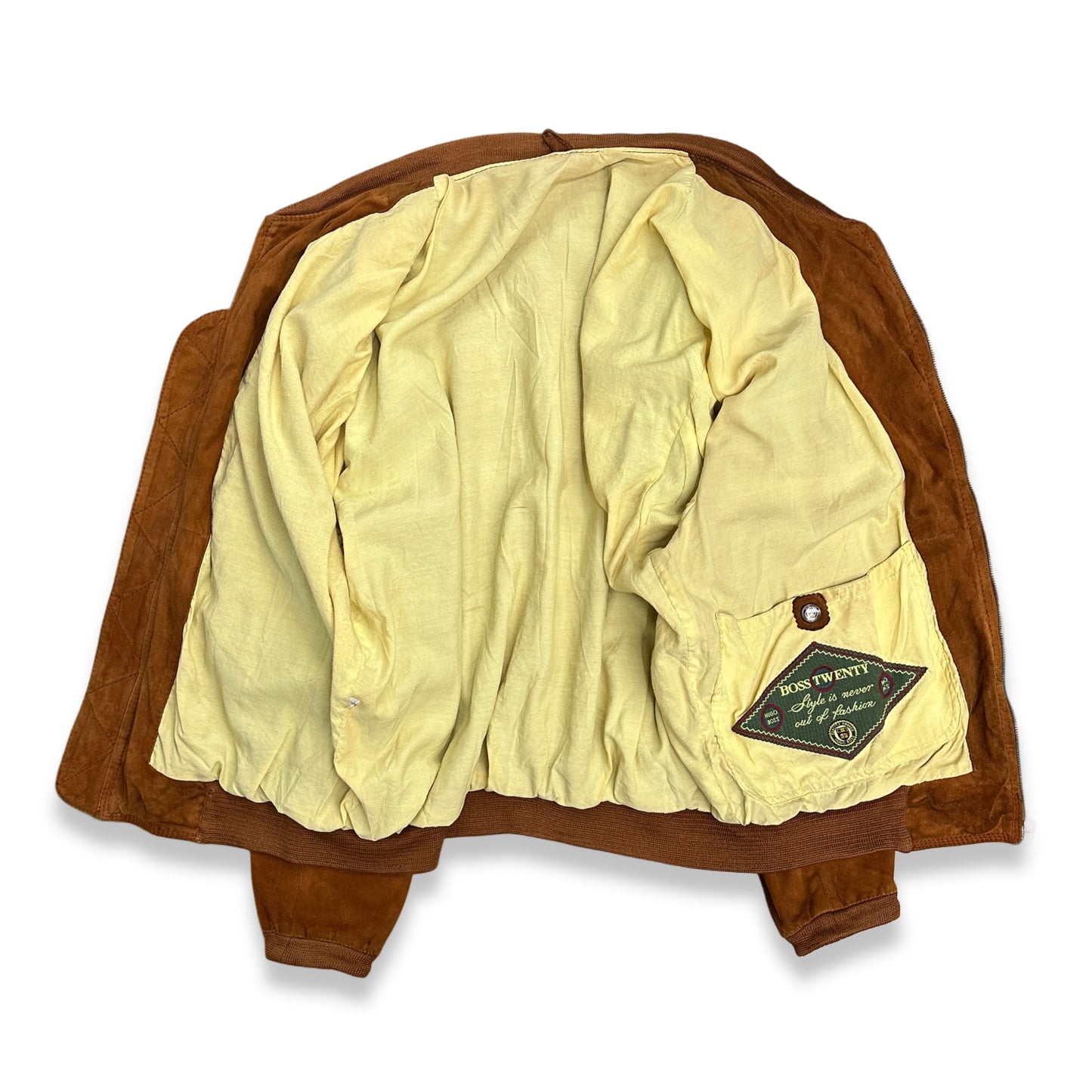 [XL] 80s HUGO BOSS Suede Bomber Jacket