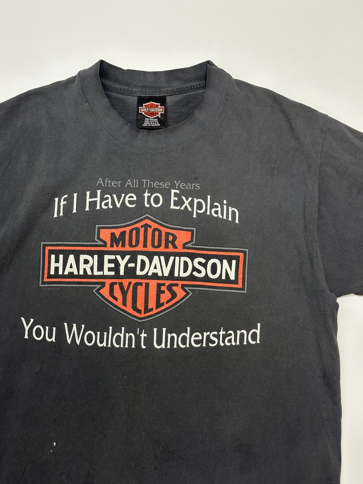 [L] 90s Harley-Davidson slogan Tee