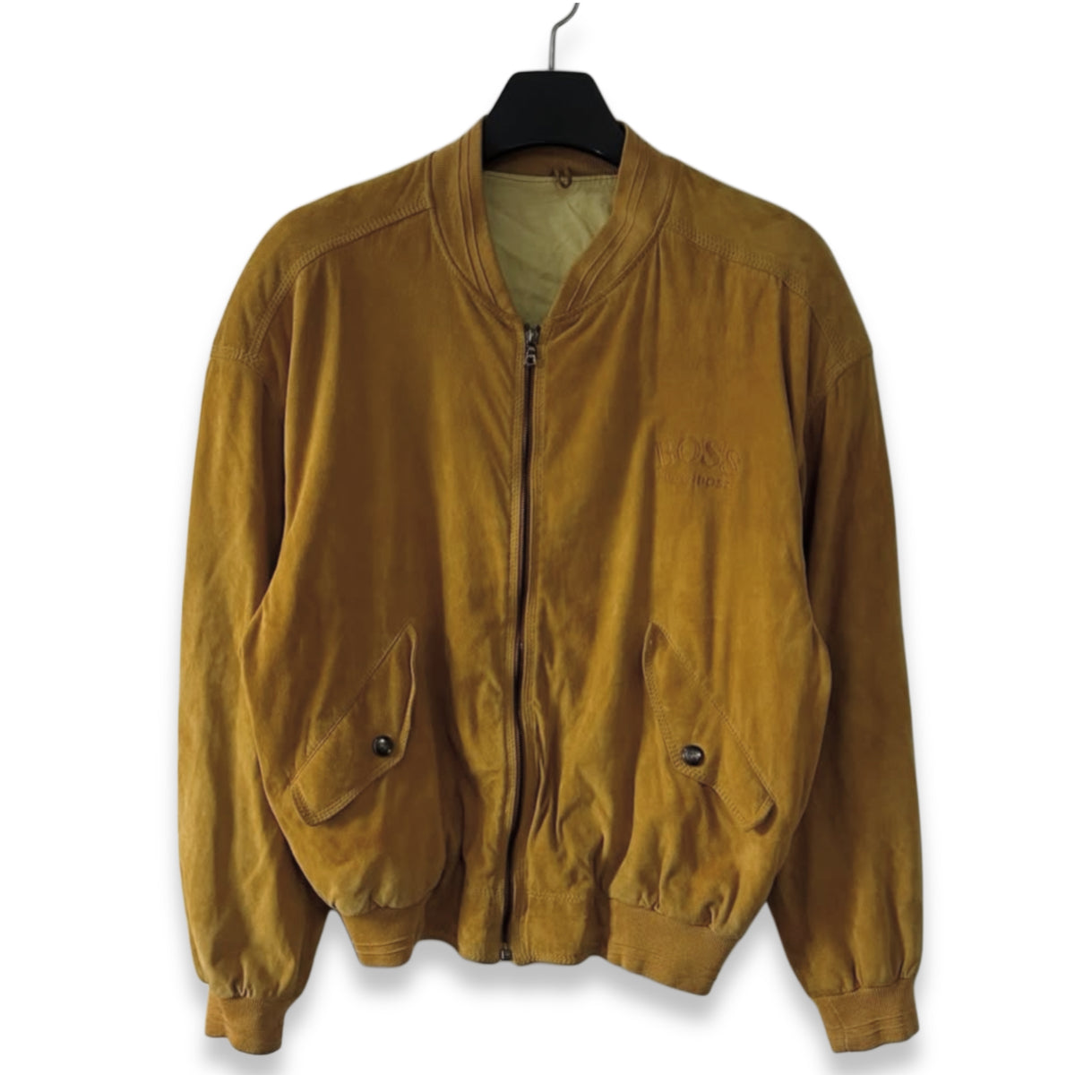 [50] 80s HUGO BOSS Suede Bomber Jacket