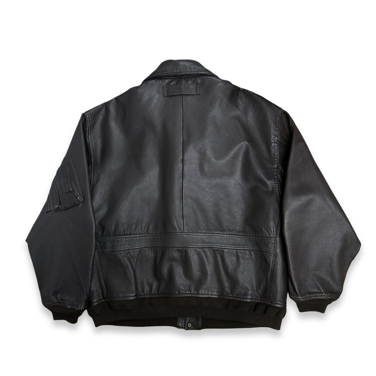 [44] 90s Nautica Brown Leather Bomber Jacket