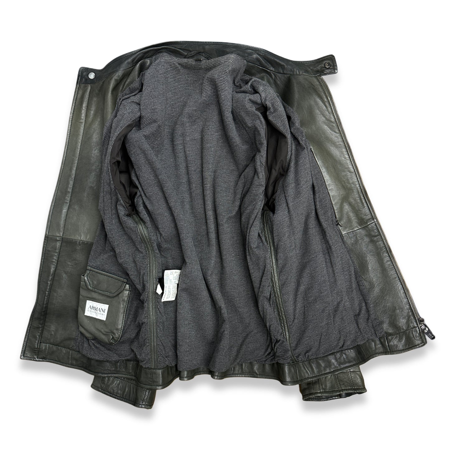 [52] ARMANI COLLEZIONI Lamb Skin Leather Jacket