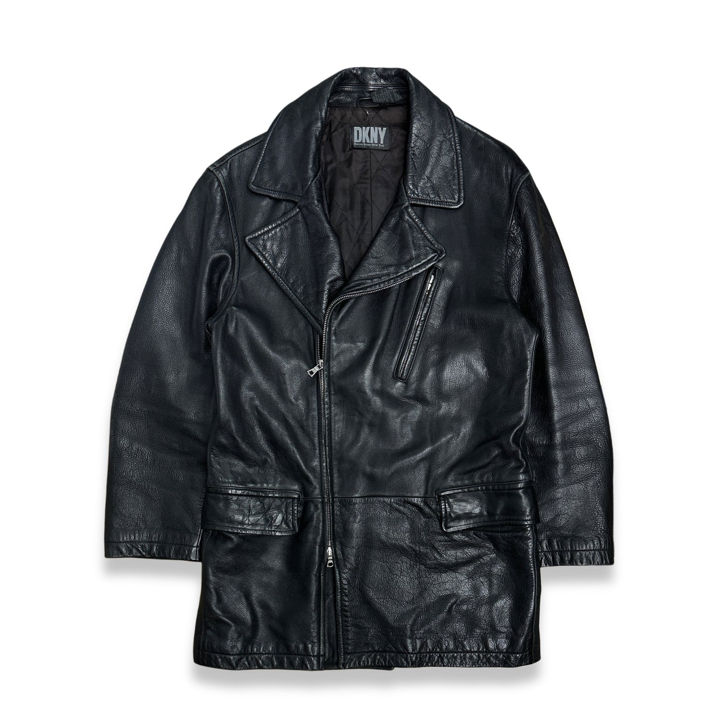 [M] 90s DKNY Leather Car Coat