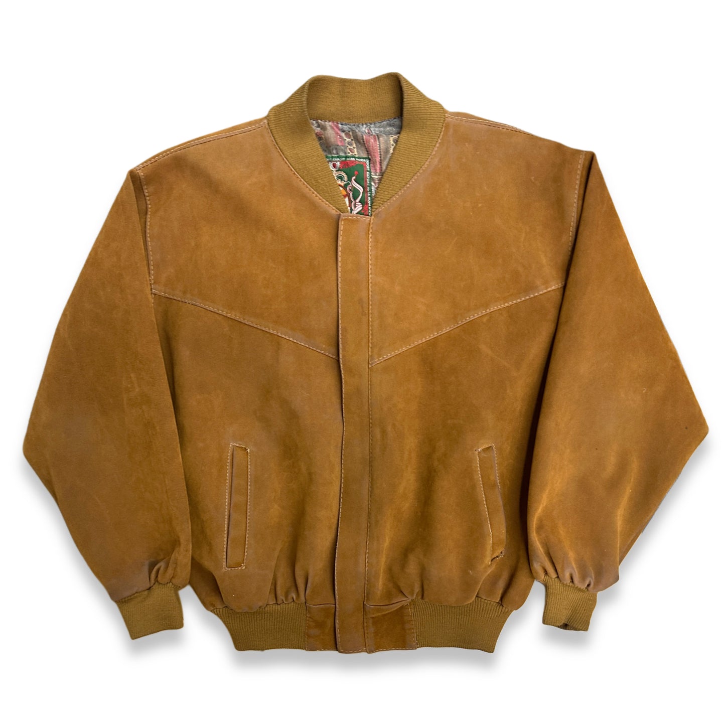 [XXL] 90s Italy Suede Leather Bomber Jacket