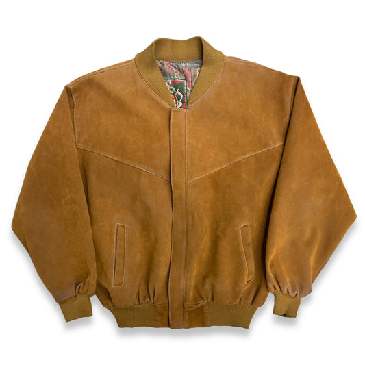 [XXL] 90s Italy Suede Leather Bomber Jacket