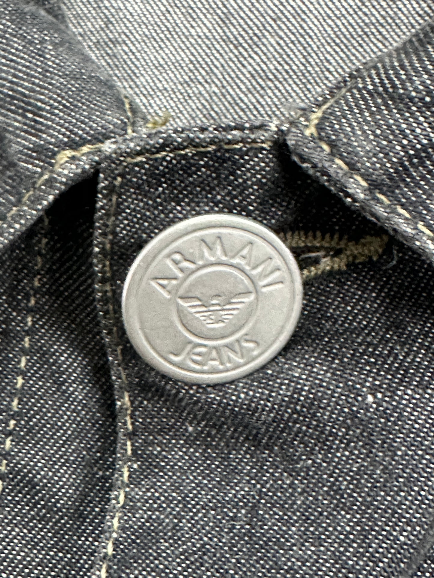 [L] 00s Armani Jeans Black Trucker Denim Jacket