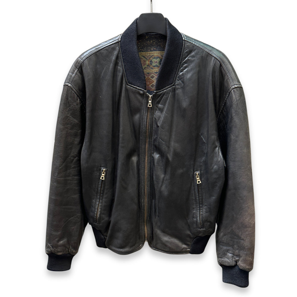 [50] 80s HUGO BOSS Leather Bomber Jacket