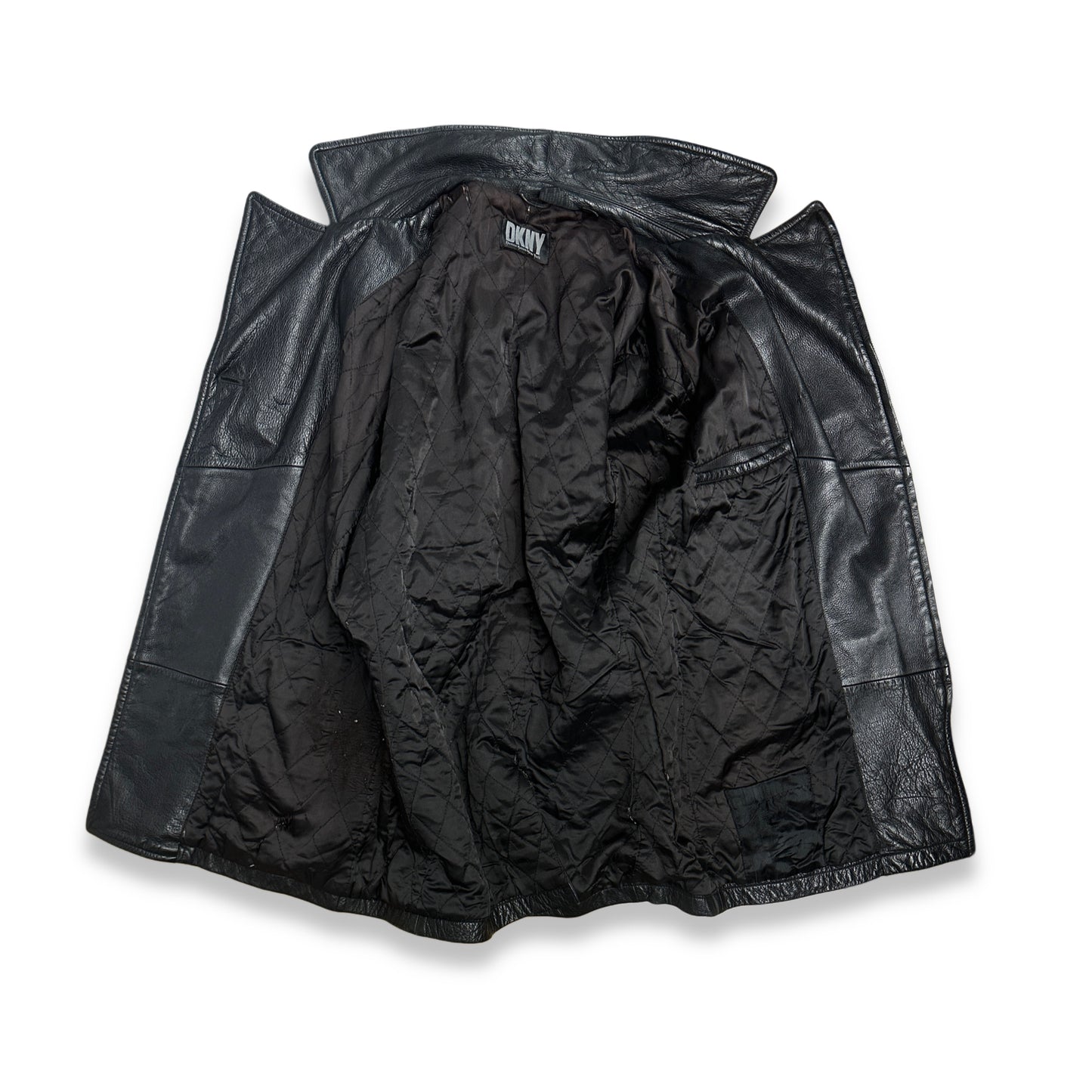 [M] 90s DKNY Leather Car Coat