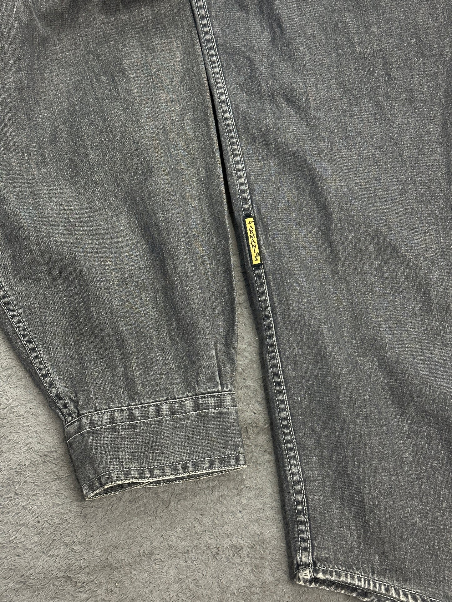 [M] 90s Armani Jeans Black Denim Shirt