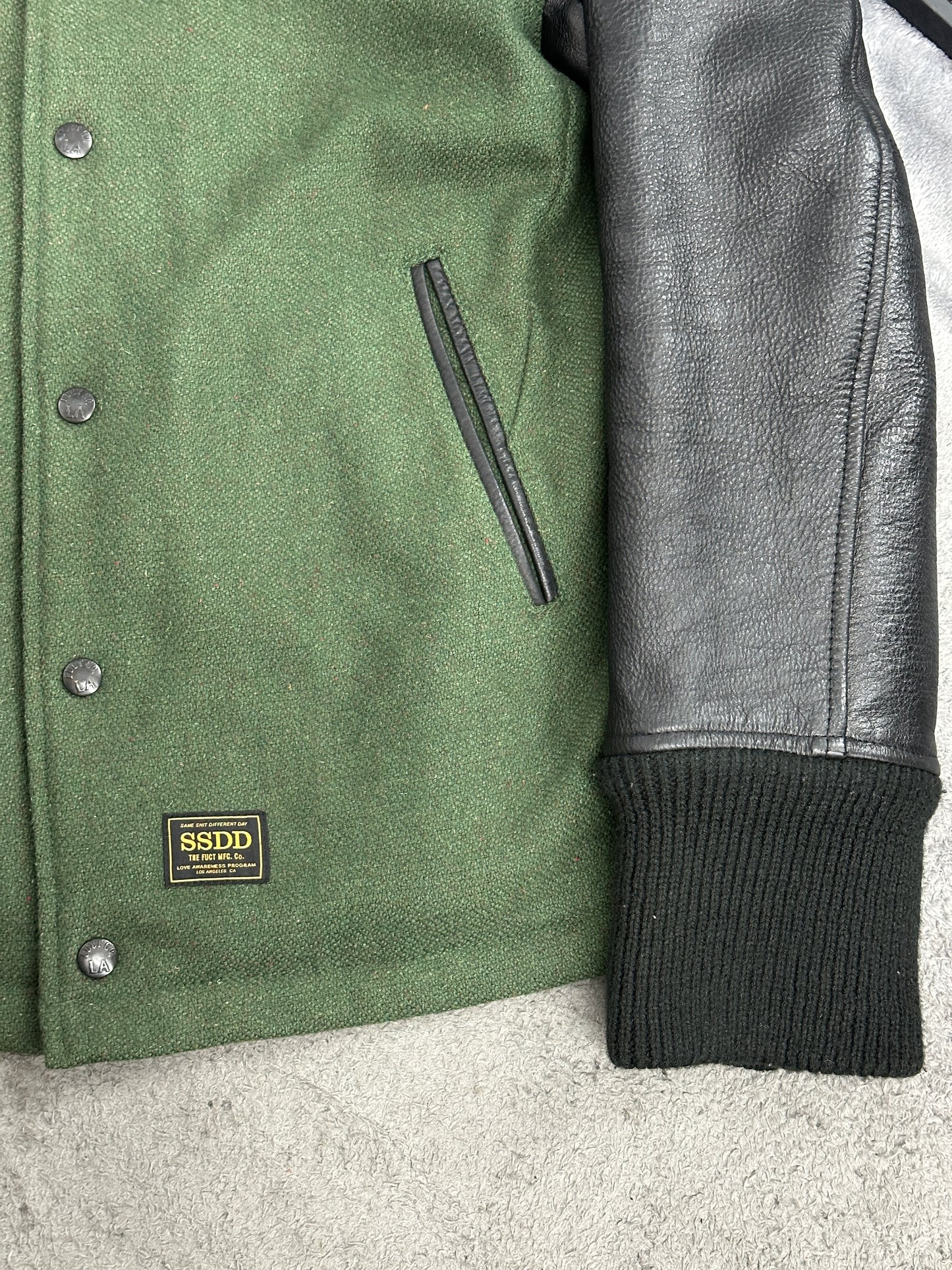 [XL] FUCT SSDD Wool Leather Varsity Jacket