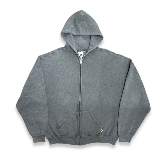 [XXL] 00s Russell Grey Hood Zip-up