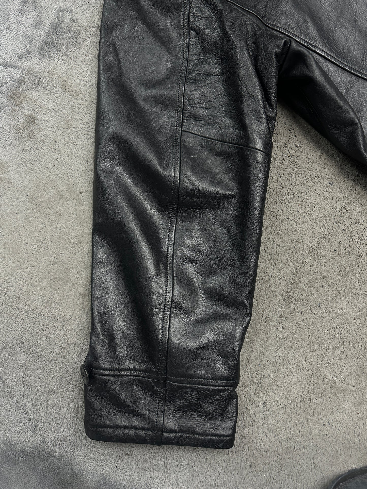 [50] 80s Armani Jeans Leather Jacket