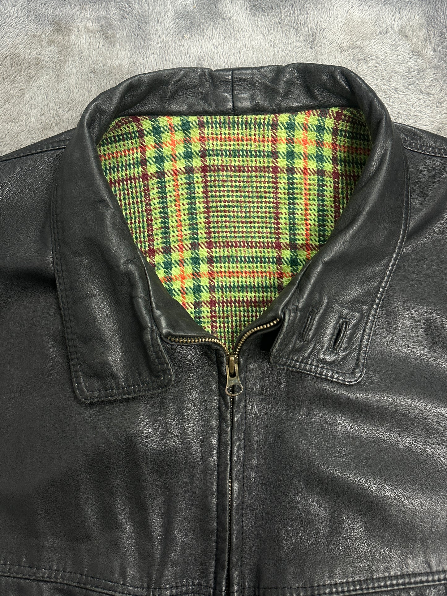 [XL] 80s HUGO BOSS Leather Bomber Jacket